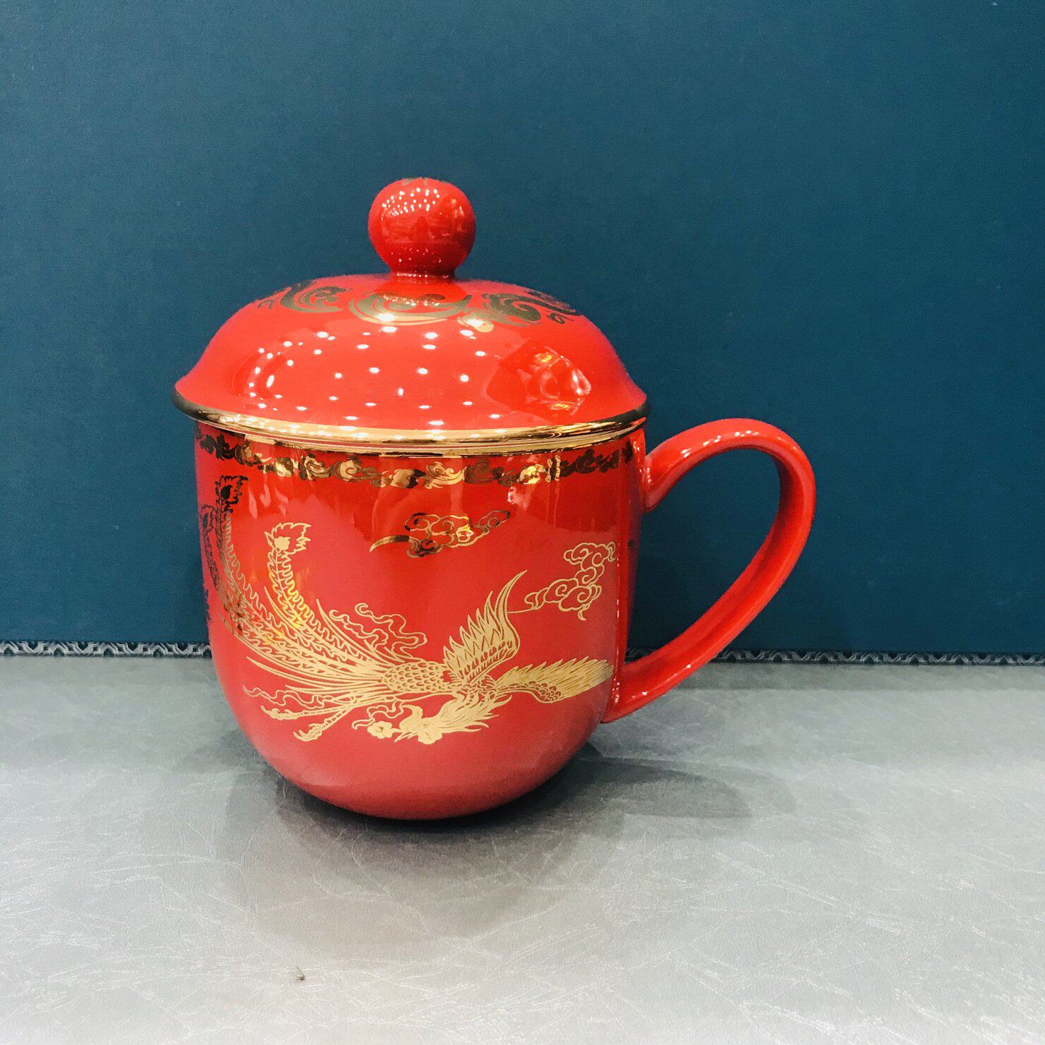 醴陵红瓷杯贵妃杯金凤凰杯