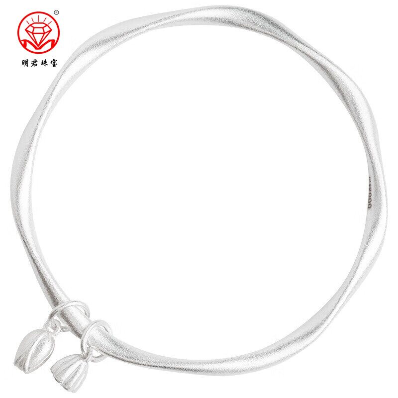 莫比乌斯环足银9999纯银手镯女莲蓬莲子两世欢实心银镯子新款送女