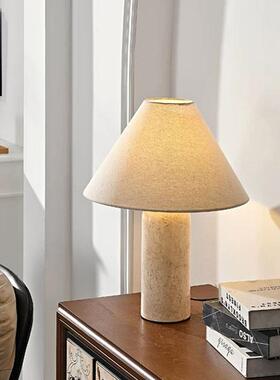 意大利轻奢创意洞石台灯现代简约客厅卧室床头书房侘寂风装饰台灯