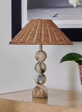 侘寂风大理石客厅台灯设计师款卧室民宿装饰艺术现代简约床头台灯