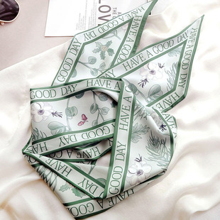 长条小丝巾发带高级感时尚百搭女春款搭配绑包绑发绿色丝带长飘带