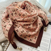 小围巾磁吸扣领巾女小方巾丝巾春秋季 百搭护颈高级感棉麻纱巾 韩版