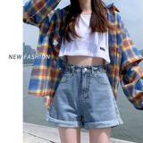 Джинсовая юбка, шорты, летние тонкие модные штаны, коллекция 2023, А-силуэт, свободный крой, высокая талия