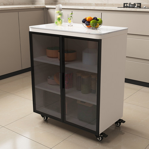 厨房置物架多功能操作台岩板切菜桌餐边柜橱柜收纳柜可移动小岛台