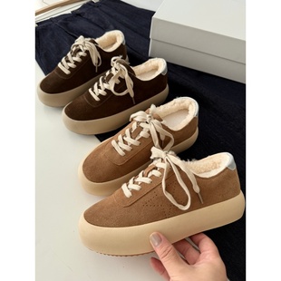 头层牛皮加绒厚底板鞋 同品质429 S971 100羊毛内里 捡漏