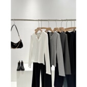 平价定制 S341 内里磨绒羊毛混纺V领打底衫 4.3羊毛 同品质159