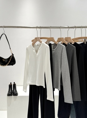 平价定制！4.3羊毛！同品质159+内里磨绒羊毛混纺V领打底衫S341