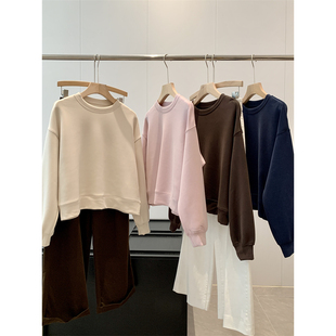 套头百搭上衣简约初秋卫衣S200 淘到国外250 捡漏 48莫代尔