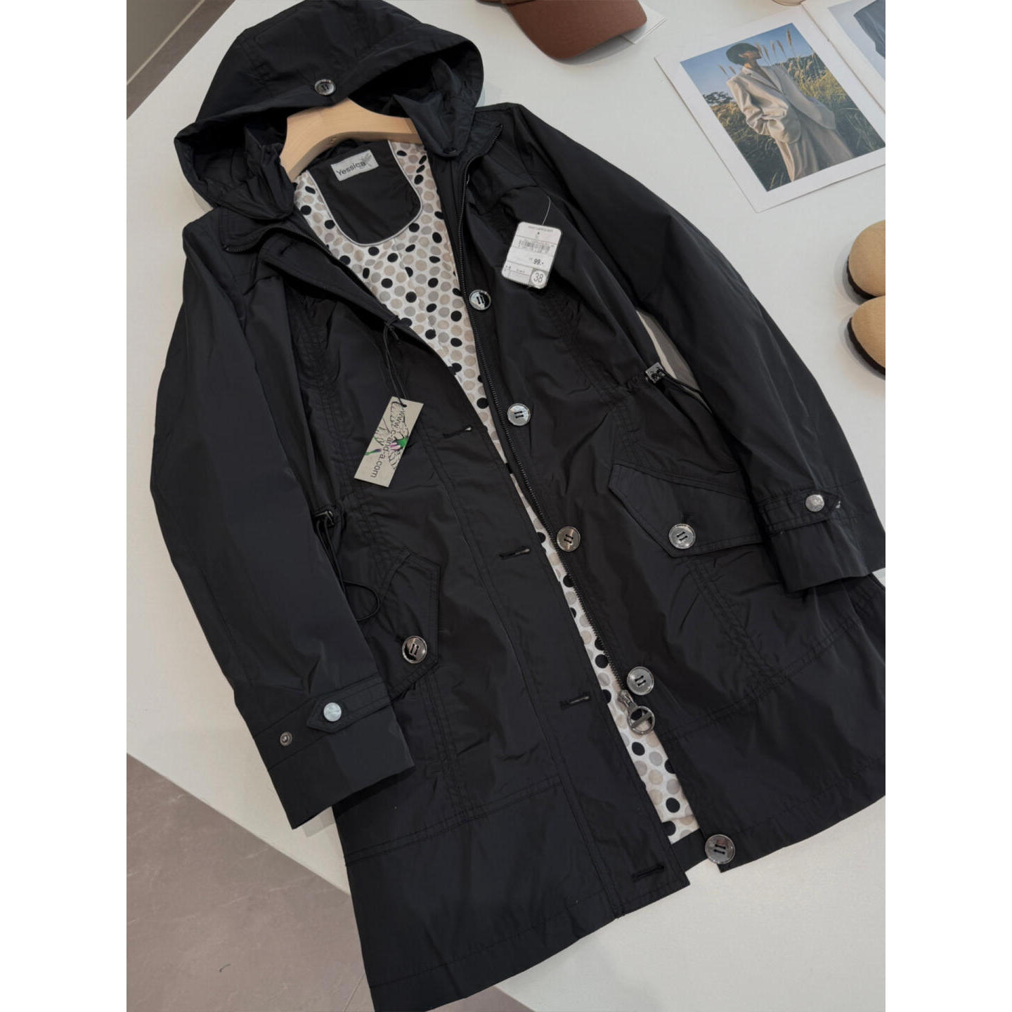 捡漏！淘到国外880+中长款休闲大衣女连帽收腰宽松风衣外套R771