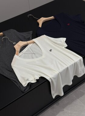 莱赛尔+桑蚕丝！同品质红人店199+V领垂感T恤W086