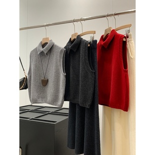 捡漏！100羊毛！线下同品质369+韩系立领针织马甲T161