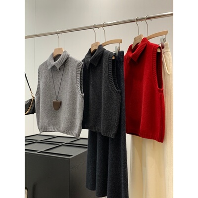 捡漏！100羊毛！线下同品质369+韩系立领针织马甲T161