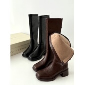 秋冬粗跟加绒长筒靴T749 淘到门店599 捡漏 小羊皮