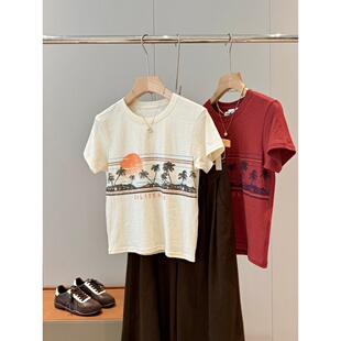 正肩印花棉质T恤U631 柜子259 商场订单 捡漏