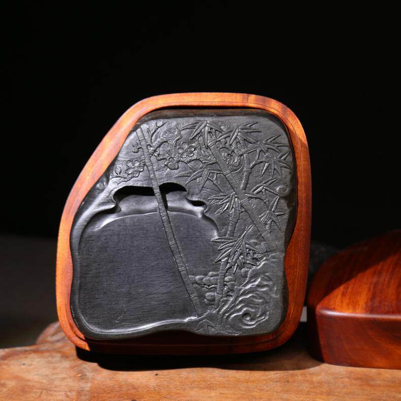 四大名坑罗纹坑歙砚 老坑刷丝罗纹龙尾砚 收藏礼品精雕原石端砚台