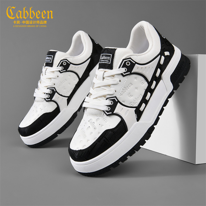 Cabbeen/卡宾2026夏季新款男鞋复古低帮休闲板鞋时尚印花低帮潮鞋