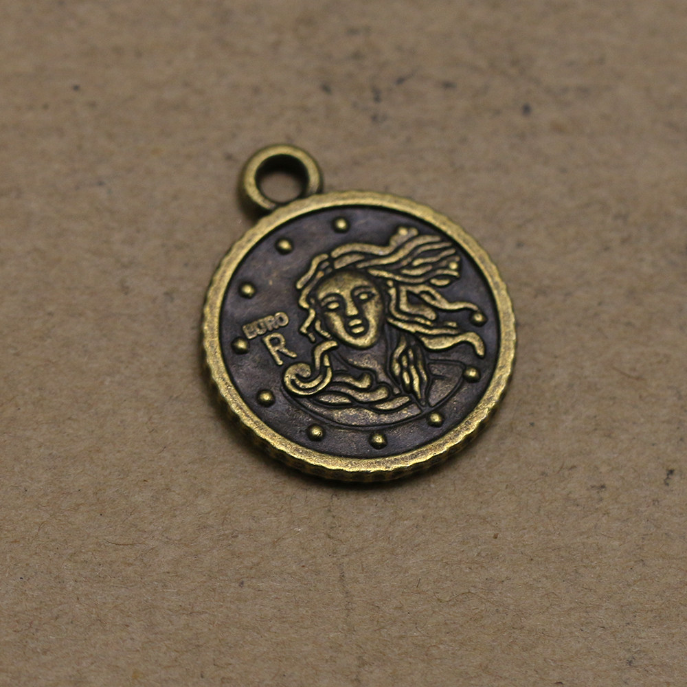 diy合金美人头吊坠挂件纪念币