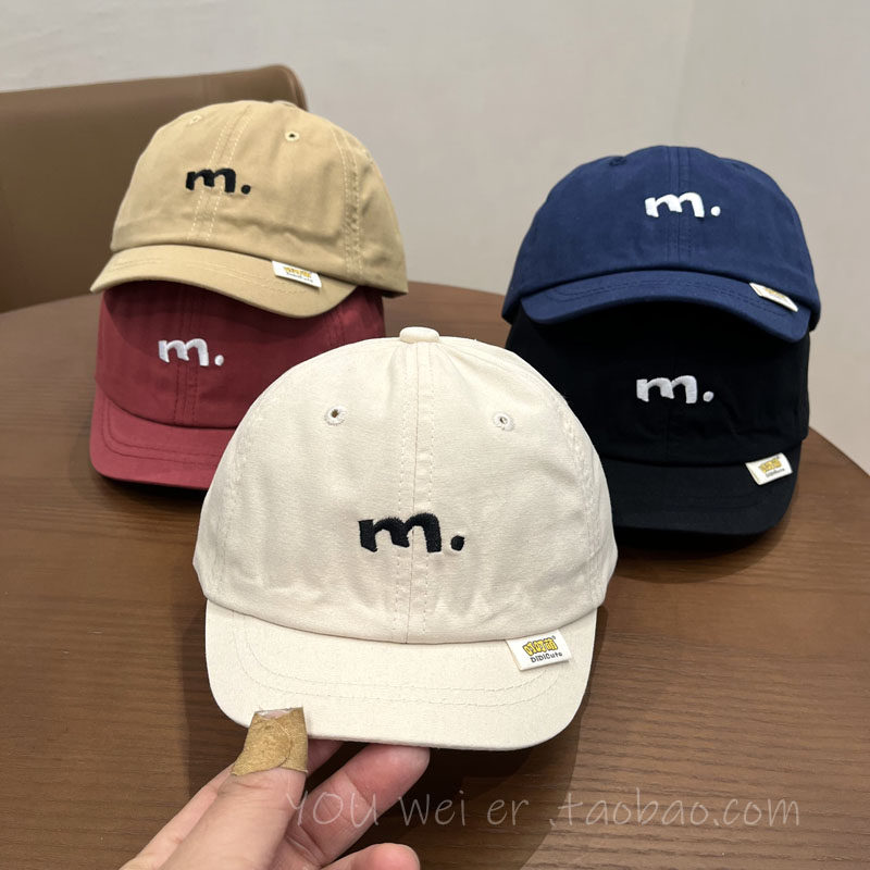 新款婴儿帽子春秋款男童刺绣字母棒球帽男宝宝遮阳防晒鸭舌帽薄款