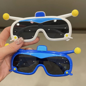 男宝宝硅胶眼镜防紫外线儿童太阳镜可爱女童卡通飞机偏光墨镜遮阳