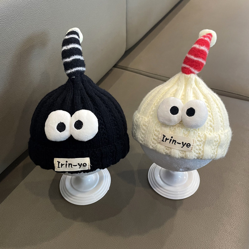 婴儿帽子秋冬季保暖加厚可爱针织套头帽小月龄宝宝户外防风毛线帽