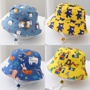 宝宝帽子薄款夏季儿童遮阳帽男童婴儿盆帽女童可爱渔夫帽春秋潮款