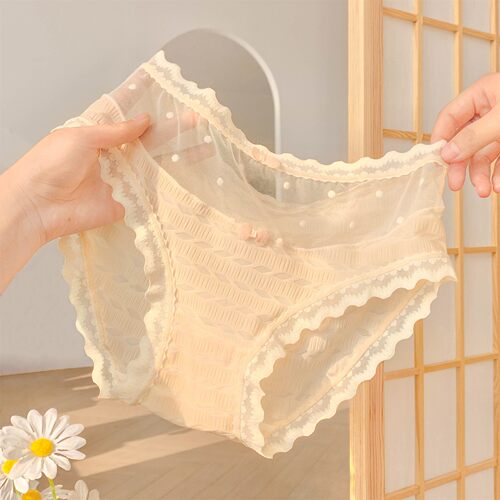 KC-C清风软纱~夏季薄款女生内裤女甜美网纱女款蕾丝纯欲女士黑色