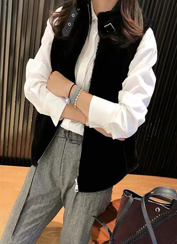 不满意包退澳洲进口顶奢美利奴皮毛一体背心毛感柔顺润滑男女同款