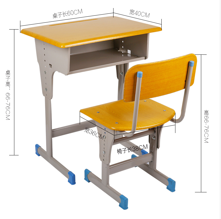双斗单人课桌椅/学校双抽屉桌椅/培训桌椅/学生学习课桌椅/整套