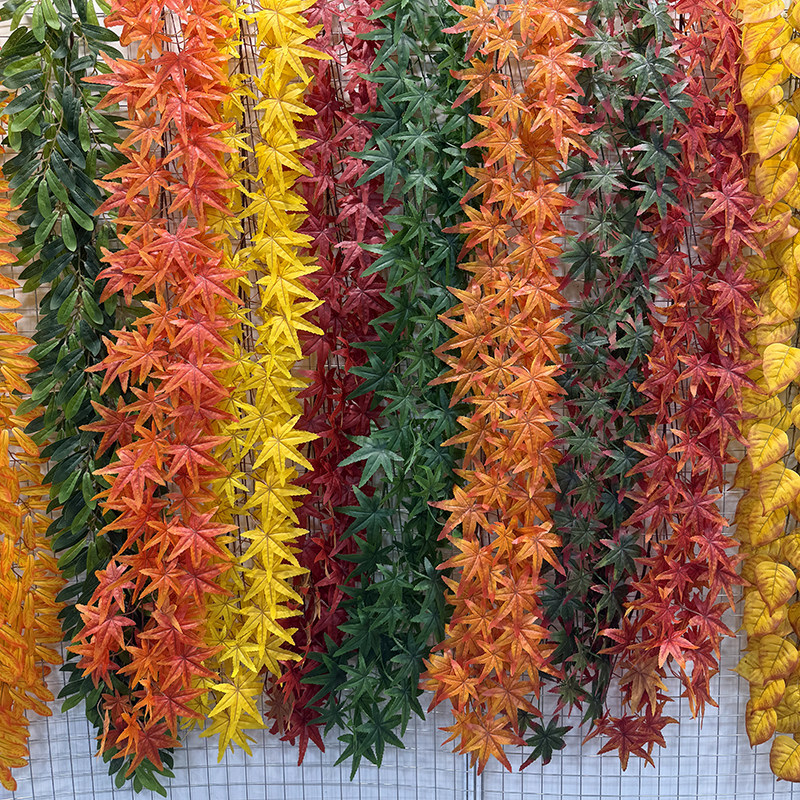 仿真红枫叶塑料秋色树叶挂壁客厅管道缠绕藤蔓假花藤条吊顶绿植物