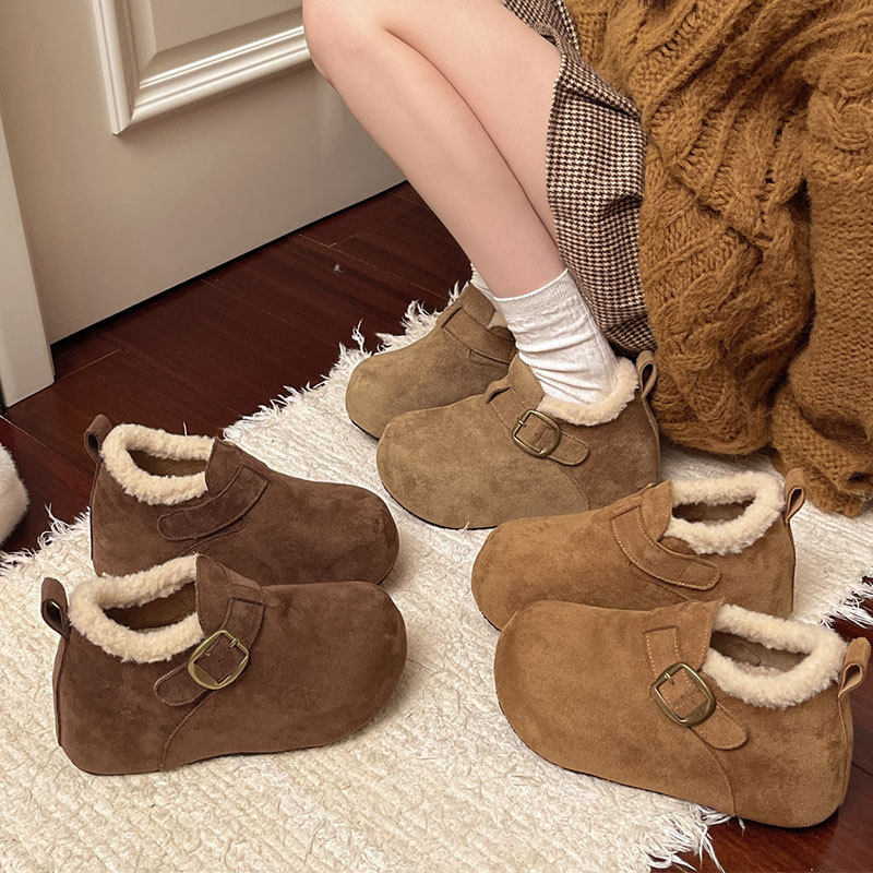 厚底内增高小个子加绒勃肯鞋女款2025冬季新款毛毛乐福鞋雪地棉鞋,女鞋,勃肯鞋/软木鞋,淘宝优惠券,粉丝福利购,淘宝优惠卷