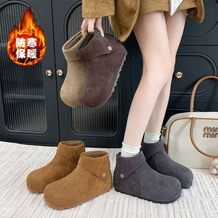复古雪地高帮鞋女加绒保暖秋冬季新款时尚巨好看内增高勃肯棉鞋子