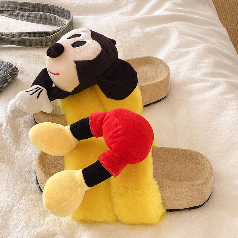 一字立体厚底毛毛拖鞋秋冬季时尚