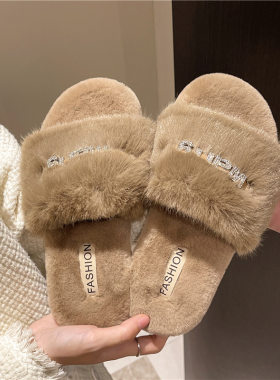 温柔仙女厚底毛毛拖鞋女外穿秋冬