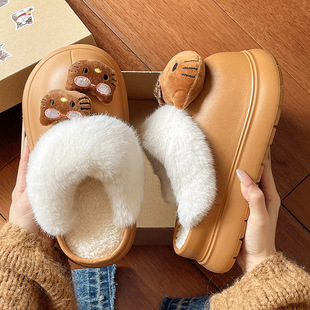 宿舍外穿休闲棉鞋 女冬季 保暖轻便eva超萌平底加绒棉拖鞋 新款