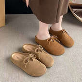 新款 外穿2025春秋季 丑萌孕妇博肯包头凉拖 女款 复古厚底勃肯半拖鞋