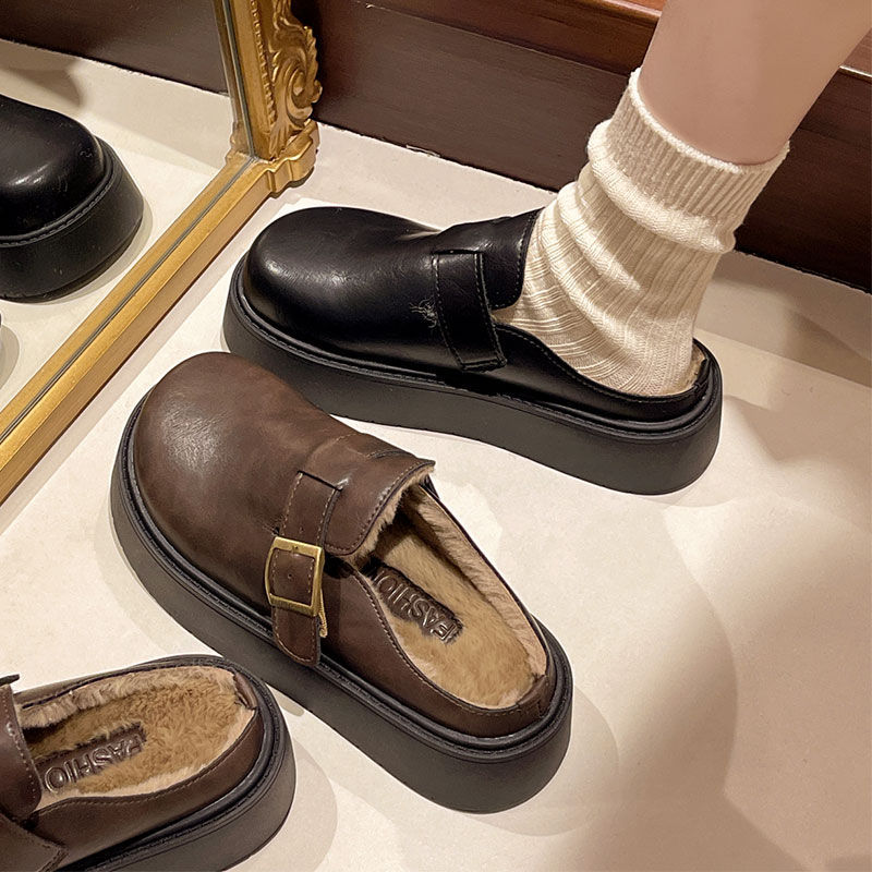 厚底包头半拖鞋女款2025秋冬新款