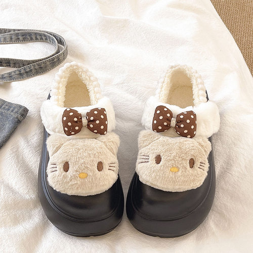 结毛毛鞋女秋冬季时尚可爱卡通