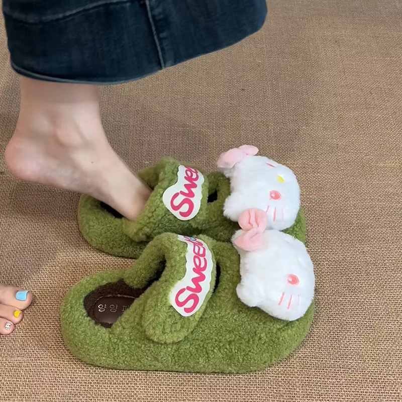 厚底保暖毛毛女拖秋冬款