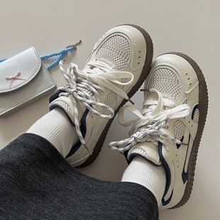 新款 帆布鞋 透气网面运动板鞋 韩版 潮鞋 女2026春季 小白鞋 百搭德训鞋