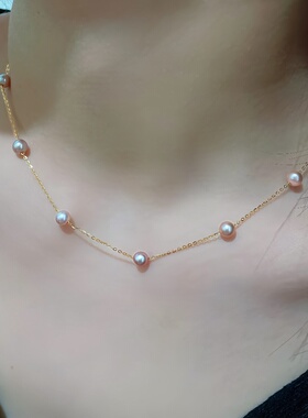 满天星淡水珍珠项链女轻奢流苏锁骨链ins风紫色S925银百搭Y链礼物