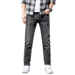 牛仔裤男秋冬修身弹力直筒裤子男士小脚休闲裤潮高端黑色男款长裤