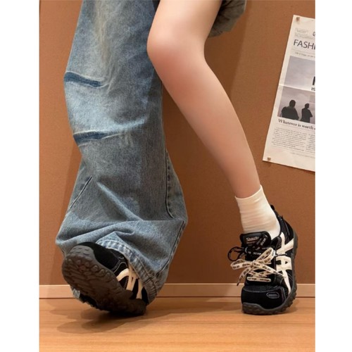 赵露思同款德训鞋女2025新款黑色