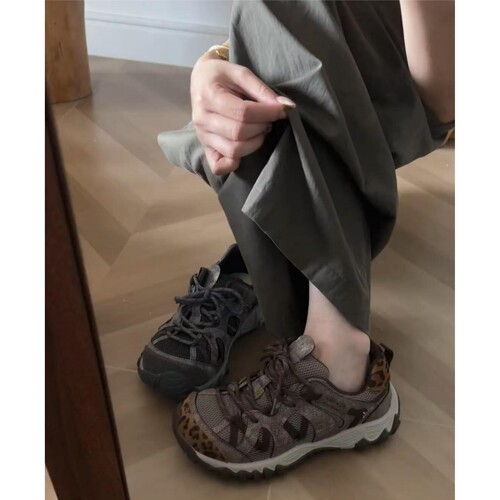 厚底豹纹透气轻便女老爹鞋