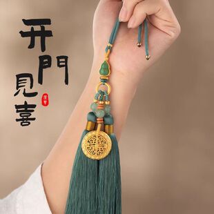 汽车挂件开门见喜古法沙金车挂嘎乌盒车载后视镜挂饰平安车内