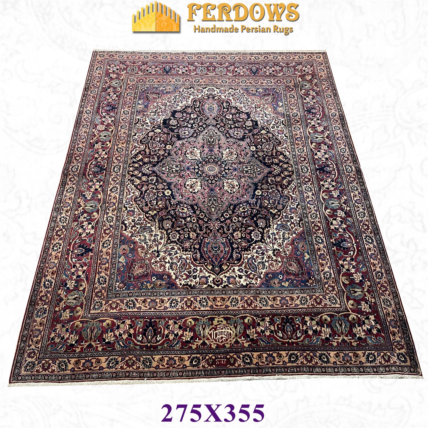 FERDOWS原装进口收藏vintage中古复古设计师签名波斯地毯手工羊毛