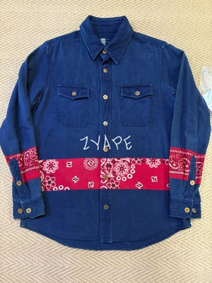 VISVIM 15AW ICT BLACK ELK BORDER FLANNEL 蓝染腰果花长袖衬衫