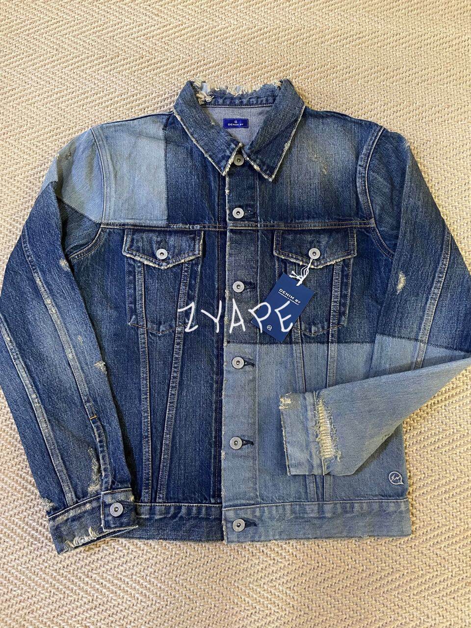DENIM BY VANQUISH & FRAGMENT 藤原浩水洗拼色闪电牛仔夹克