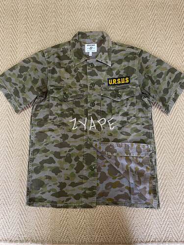 BAPE水洗做旧迷彩工装短袖衬衫