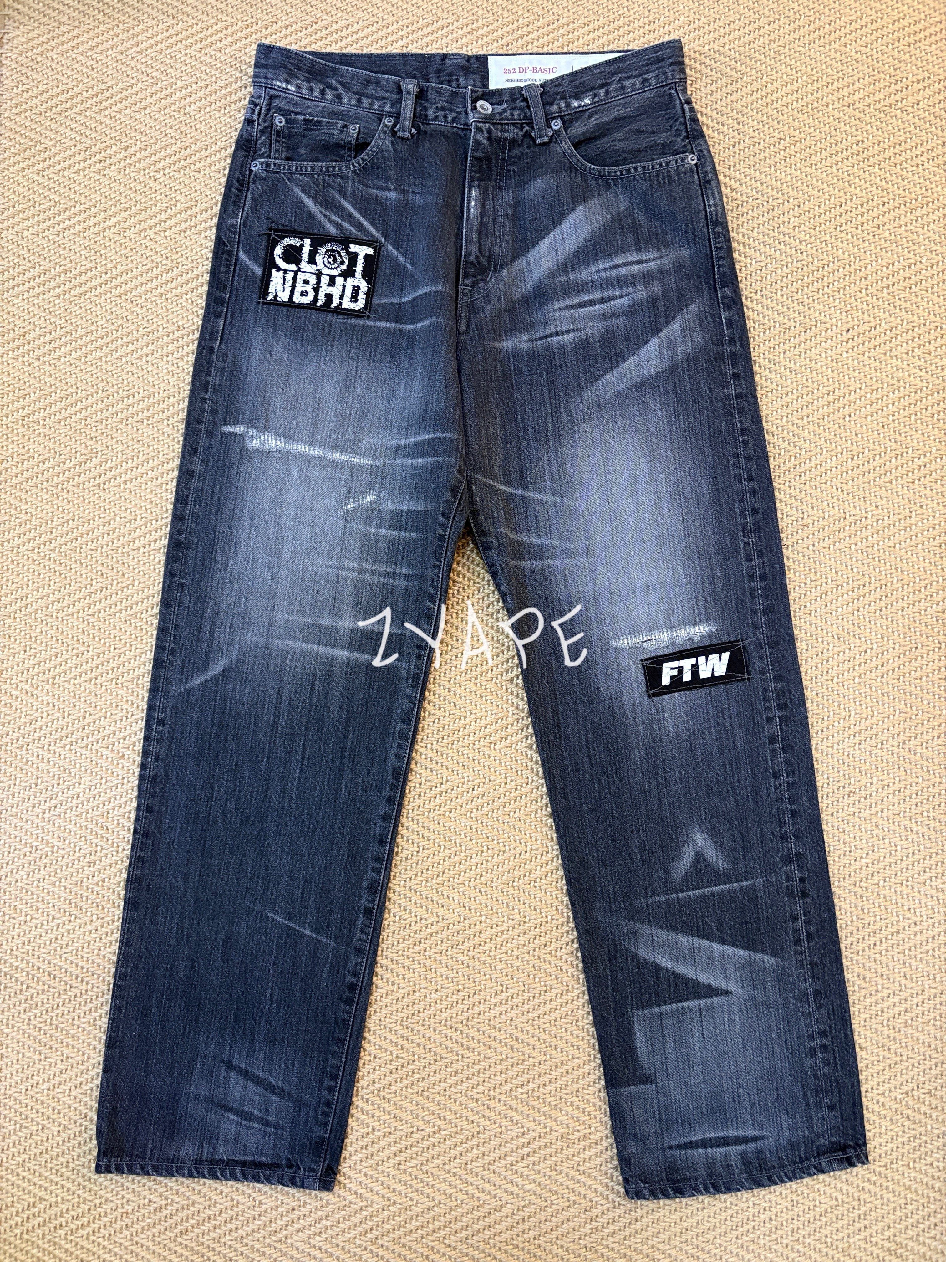 NEIGHBORHOOD x CLOT NBHD联名牛仔裤FTW水洗贴布牛王