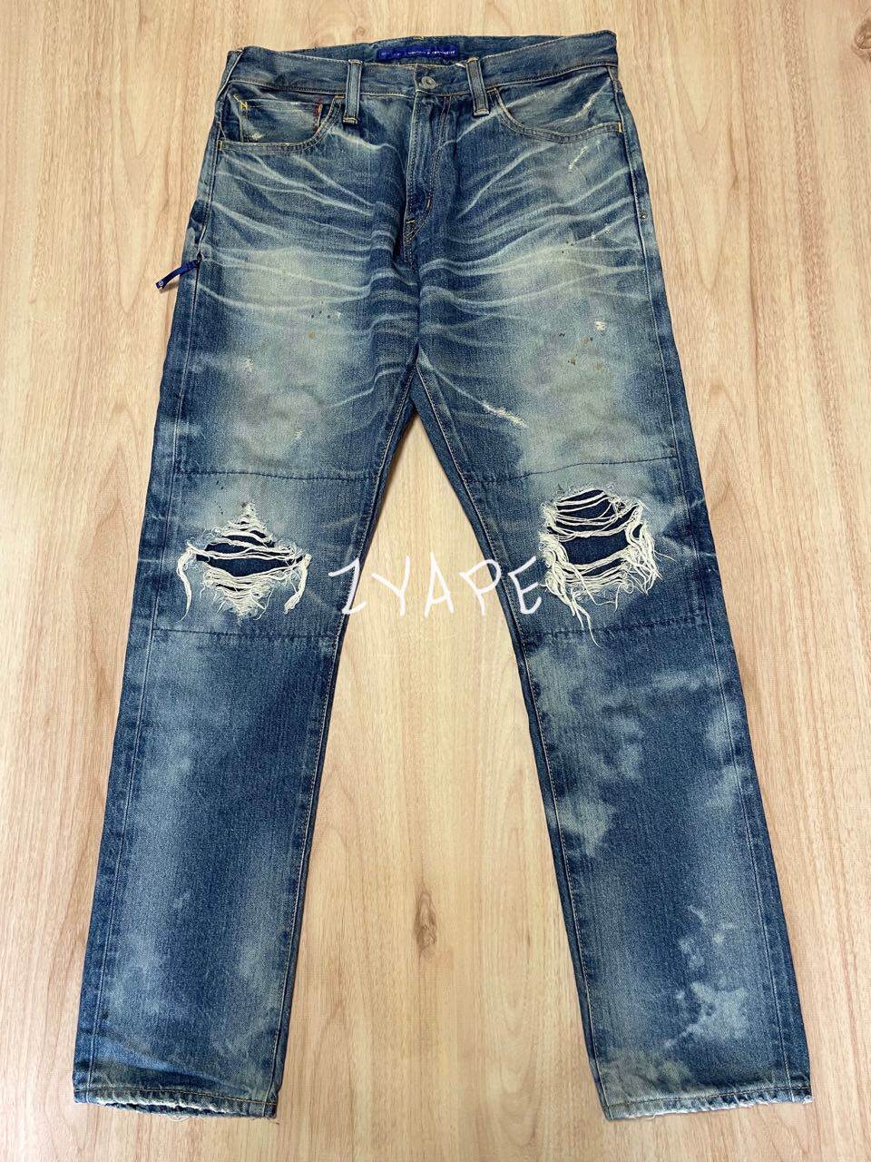 DENIM BY VANQUISH & FRAGMENT 暴力水洗破坏泼墨闪电牛仔裤